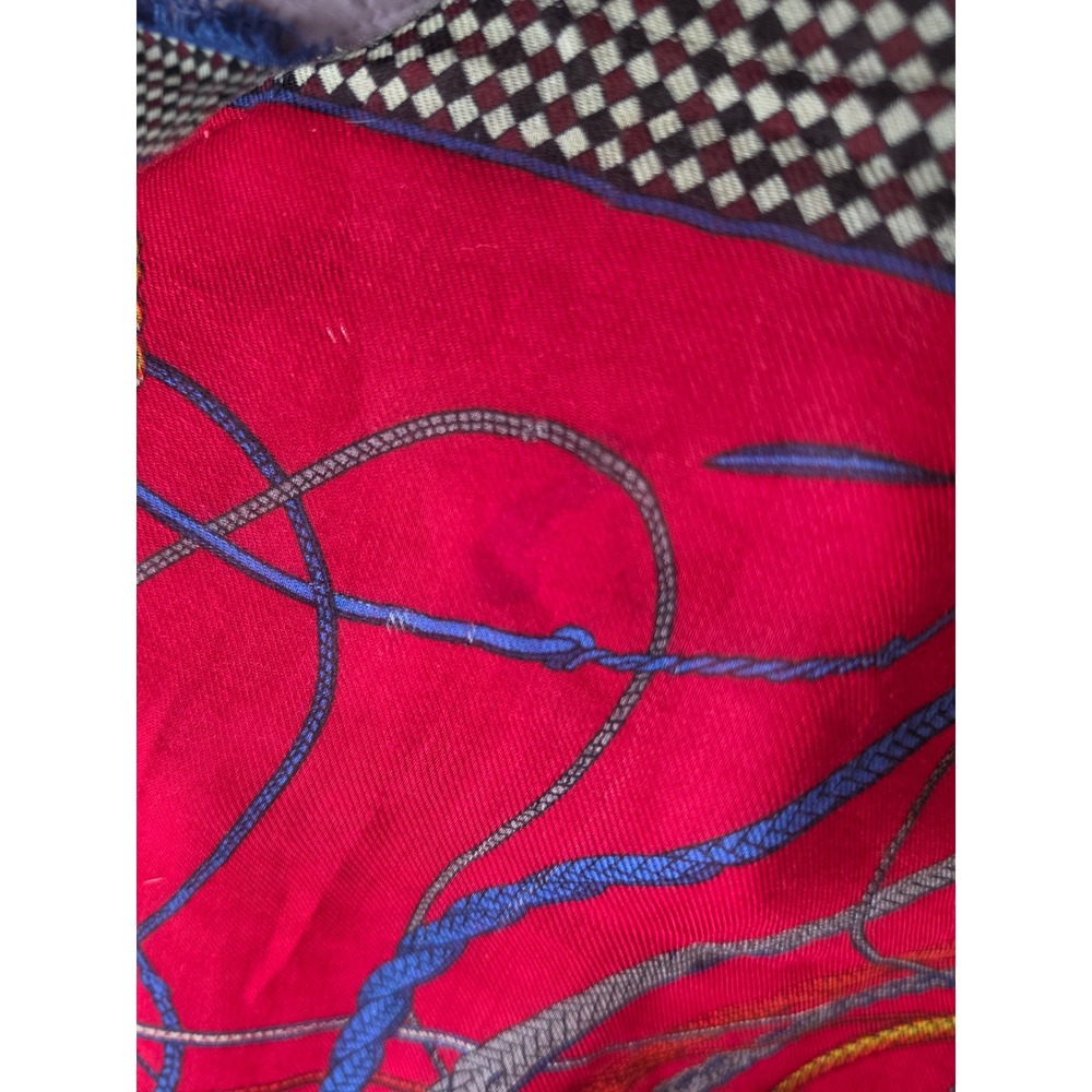 Hermes Red Twill Silk Fouets et Badines Iconic Equestrian Virginie Jamin Scarf - Picture 7 of 14